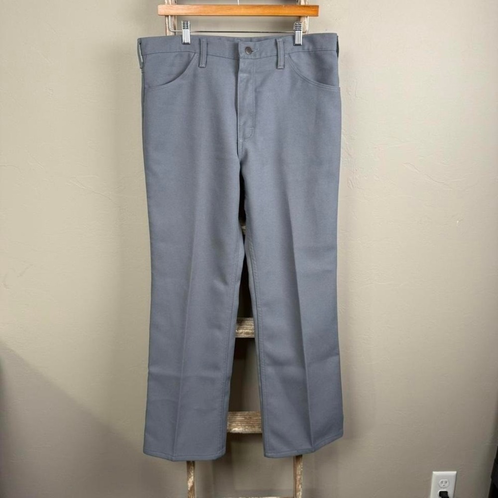 Vintage 70s USA Levi 517 Gray Polyester Bootcut Pants size 35x29